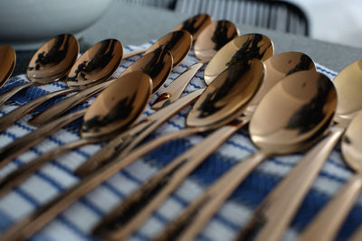 Close-up of silverware on table