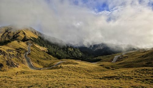 Scenic view of mountains against sky