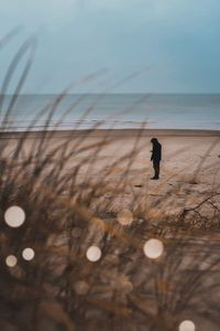 Full length of man on beach against sky