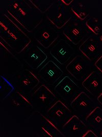 Full frame shot of illuminated computer keyboard