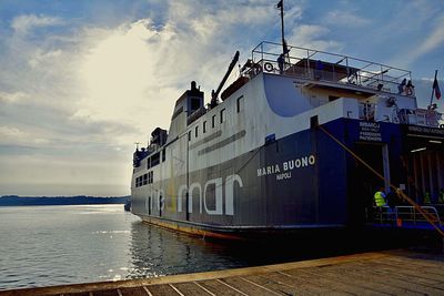 Ship in sea against sky