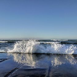 Scenic view of sea against clear sky