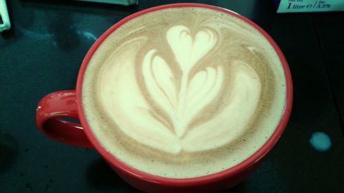 Close-up of cappuccino on table