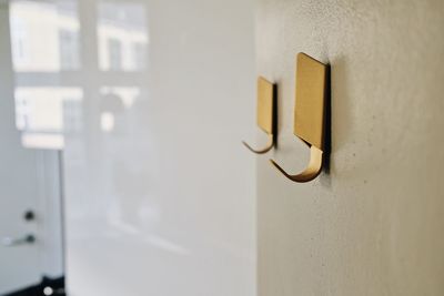 Close-up of towel hooks in the kitchen 