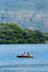 Boat sailing in sea