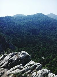 Scenic view of mountains against clear sky