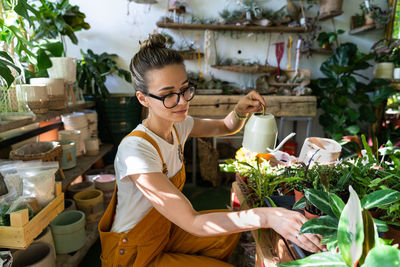 Woman holding plant