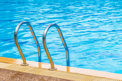 High angle view of swimming pool by sea