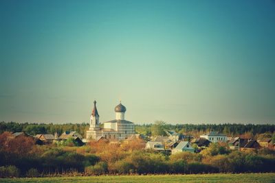 View of temple against clear sky