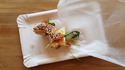 High angle view of food on table