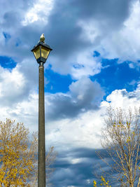 Low angle view of street light against sky