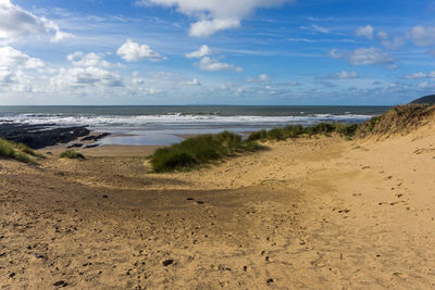 Scenic view of beach against sky