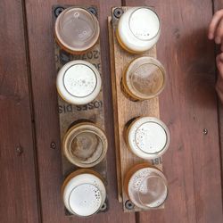 High angle view of drink on table