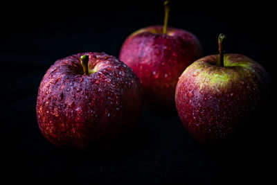 Close-up of apples on black background