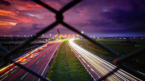 Light trails on highway at night