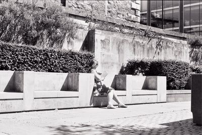 People outside building