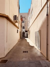 Empty alley amidst buildings in city