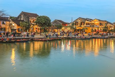 Tourists waking on street in hoi an ancient town, popular destination in vietnam 