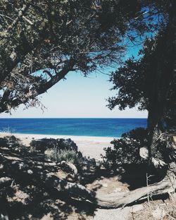 Scenic view of sea against clear sky