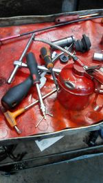 Close-up of red paint