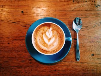 High angle view of coffee on table