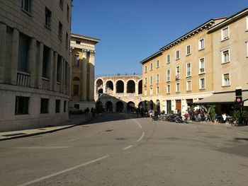 View of city street against clear sky