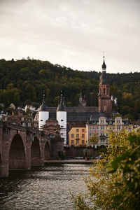 Bridge over river against sky