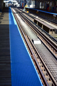 High angle view of railroad station platform