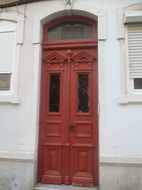 Close-up of closed door of house