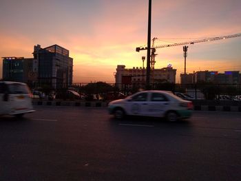 View of city at sunset