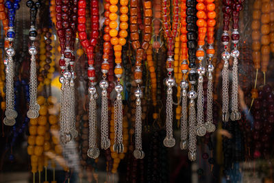 Close-up of multi colored for sale at market stall