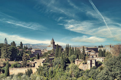 View of the outer ramparts of the alhambra castle, a remnant of the arab presence in spain. 