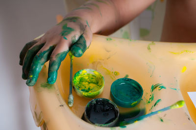 Child's hand with paint