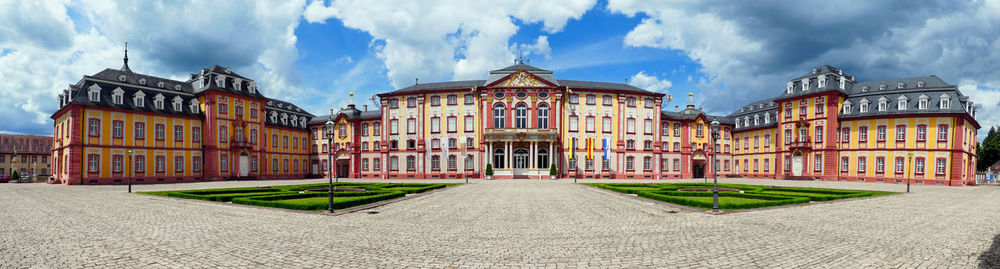 Stunning panoramic view on bruchsal palace on sunny day