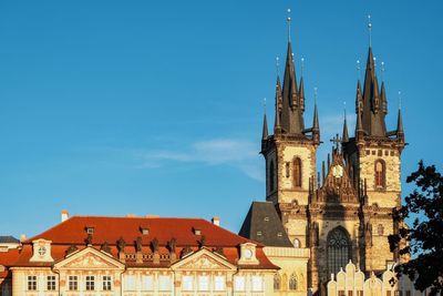 Our lady of tyn church in prague against blue sky