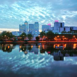 City skyline with waterfront