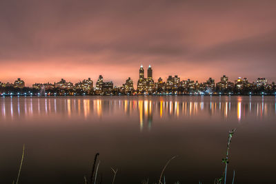 View of city at night