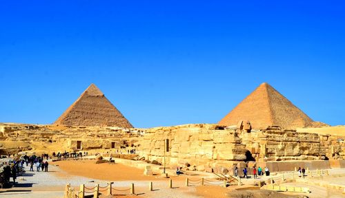 Pyramids of giza, cairo blue sky on a quiet day