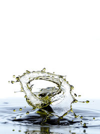 Close-up of water splashing against white background