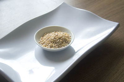 High angle view of food in bowl