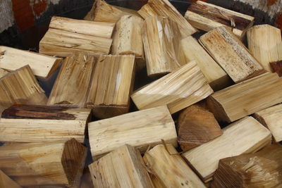 Full frame shot of wooden logs