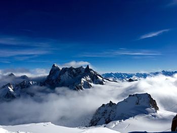 Scenic view of mountains against cloudy sky