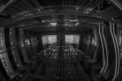 High angle view of illuminated ceiling in building