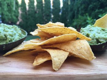 Close-up of food on table