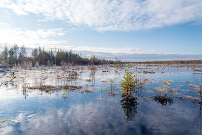 Scenic view of lake against sky