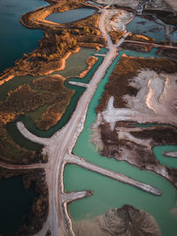 High angle view of river amidst rocks