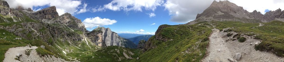 Panoramic view of mountains against sky