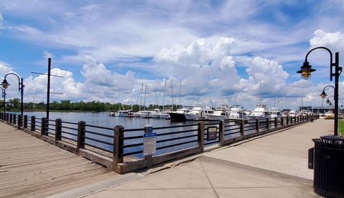 Panoramic view of pier on sea against sky