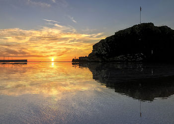 Scenic view of sea during sunset