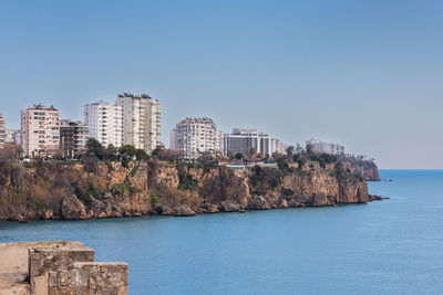 Scenic view of sea against clear sky